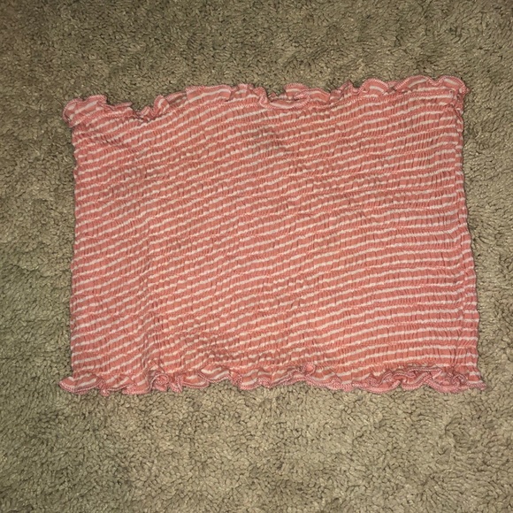 Pink strapless croptop with stripes - Picture 1 of 1